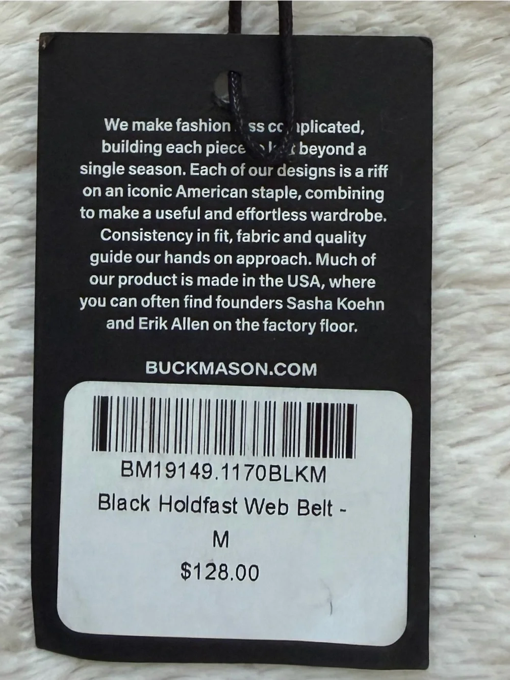 Buck Mason Holdfast Web Belt Medium NWT